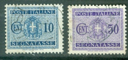 Italie  Taxe  Yvert  54 Et 58 Ou  Sassone  86 Et 90  Ob  TB  Filigrane  Roue Ailée  - Postage Due