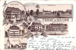 Suisse FR Schweiz Carte Multivues Illustrée De Torny Le Grand Vers 1900 Hôtel, Eglise, Cure, Poste, Magasin Bugnon - Autres & Non Classés