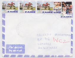 Zaïre Kinshasa Lettre Timbre JO Atlanta Olympics 1996 Hippisme Basket-Ball Mickael Jordan Stamp Air Mail Cover - Storia Postale