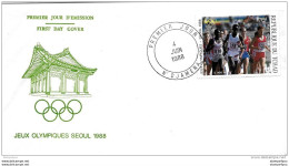 213 - 57 - Enveloppe Du Tchad Avec Timbre Thème "Athlétisme" Oblit Spéciale 1er Jour JO Seoul 1988 - Estate 1988: Seul