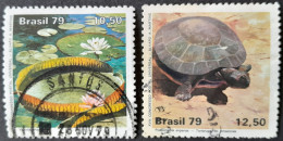 Bresil Brasil Brazil 1979 Fleur Flower Nenuphar Animal Tortue Turtle Yvert 1365 1367 O Used - Usados