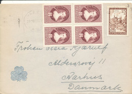 Finland Cover Sent To Denmark Vasa 20-12-1952 With A Block Of 4 Jakobstad - Covers & Documents