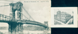 Leporello CPA Cincinnati Ohio USA, Hängebrücke, Gerichtsgebäude, Kunstmuseum, Zoogärten - Autres & Non Classés