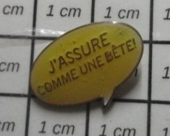 813D Pin's Pins / Beau Et Rare : BD BANDE DESSINEE / BULLE PHYLACTERE J'ASSURE COMME UNE BETE - Fotografie