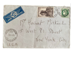 !!! PLI AÉRIEN DE 1940  DE PARIS POUR NEW YORK CITY - 1927-1959 Storia Postale