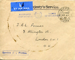 1962 Cyprus Nicosia Overprinted OHMS Official Cover - Otros & Sin Clasificación