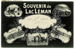 Carte Multivues, 5 Vues " Souvenir Du Lac Léman (Ile Salagnon, Montreux, Evian Les Bains, Chateau Chillon, Ouchy) 1909 - Other & Unclassified