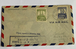 !! CONGO, PLI AÉRIEN DE 1941 AU DÉPART DE LÉOPOLDVILLE POUR BROOKLYN (NYC), 1ÈRE LIAISON AÉRIENNE CONGO-USA VIA LAGOS - Brieven En Documenten
