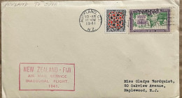 NEW ZEALAND TO FIJI 1941, FIRST FLIGHT COVER,  AUCKLAND TO SUVA, BOTH CITY CANCEL, AUCKLAND CITY SLOGAN CANCEL - Storia Postale