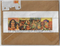 India 2024 Registered Airmail Cover From Bombaim To Brazil 4 Se-tenant Stamp Women's Day With Customs Declaration - Storia Postale