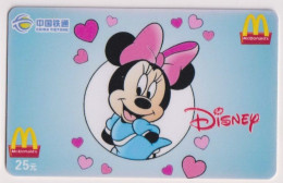 Télécarte China Tietong : Disney (Minnie - Mc Donald's) - Disney