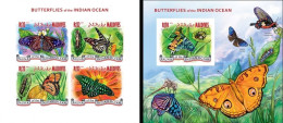Maldives 2014, Animals, Butterflies I, 4val In BF+BF IMPERFORATED - Papillons