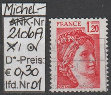 1978 - FRANKREICH - FM/DM "Sabine (Gandon)" 1,20 Fr Lebhaftrot - O Gestempelt - S.Scan (fr 2106Ao 01-17) - 1977-1981 Sabine De Gandon