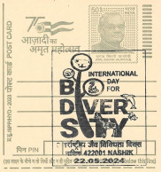 India 2024 Int. Day Of Biodiversity,Tree, Animal,Snail,Frog, Snake, Dolphin, Butterfly,Giraffe,Postcard (**) Inde Indien - Storia Postale