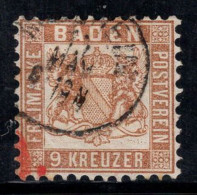 Baden 1862 Mi. 20 Oblitéré 100% 9 KR, Armoiries - Autres & Non Classés