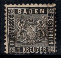 Baden 1862 Mi. 13 Oblitéré 100% 1 KR, Armoiries - Andere & Zonder Classificatie