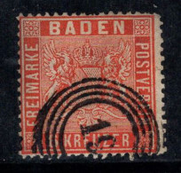 Baden 1860 Mi. 11b Oblitéré 100% 6 KR, Armoiries - Autres & Non Classés