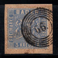 Baden 1860 Mi. 10 Oblitéré 100% 3 KR, Armoiries - Autres & Non Classés
