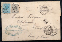 Belgique 1865-67 Enveloppe 100% Oblitéré Paris, France - 1865-1866 Profile Left