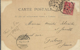 FRANCE 1901: CP Ill. De Paris Pour Fribourg (Suisse) Avec Le Y&T 116, CAD D'arrivée Jour De L'An 1902 - 1900-02 Mouchon