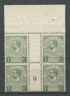 MONACO TAXES 1910 N° 8 ** Bloc De 4 Millesime 0 Neuf MNH Superbe C 32 € Prince Albert Ier - Impuesto