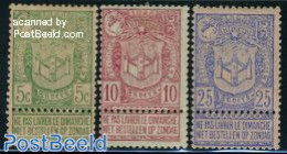 Belgium 1894 World Exhibition Antwerp 3v With Tabs, Unused (hinged), History - Various - Coat Of Arms - World Expositi.. - Ungebraucht