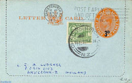 New Zealand 1953 Letter Card, Uprated To Holland, Used Postal Stationary - Storia Postale