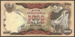 Indonesia 5000 5,000 Rupiah Fisherman P-114 1975 XF+ To AUNC High Grade - Indonesia