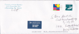 United States PAR AVION Air Mail Label ATASCADERO Calif. 2003 Cover Brief Lettre To Denmark LOVE & G. Washington Stamps - Covers & Documents