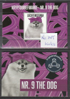 Liechtenstein Crypto Stamp Nr. 9 The Dog Virtuelles Türkises Haarband ** Postfrisch - Ongebruikt