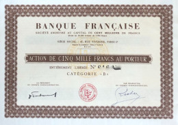 Action "Banque Francaise" 5.000 Francs Ca. B - Automobil
