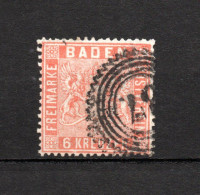 Baden (Germany) 1860 Old 6 Kreuzer Coat Of Arms Stamp (Michel 11) Used - Usados