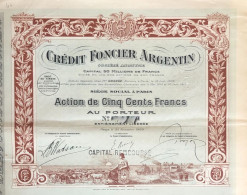 Action "Credit Foncier Argentin" 500 Francs Paris 1920 - Automobilismo