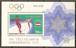 HUNGRIA 1976 - JUEGOS OLIMPICOS DE INNSBRUCK - PATINAJE - YVERT HB-122** - Winter 1976: Innsbruck