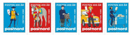 Denmark Danemark Danmark 2024 Postnord Postman Through 400 Years Set Of 5 Stamps MNH - Ciclismo