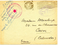 BELGIQUE- FRANCE..1940. RESEAU CROIX-ROUGE.  CROIX-ROUGE BELGIQUE/ A.D.F. PARIS VIA CAEN (CALVADOS) - Guerre 40-45 (Lettres & Documents)