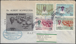 Haïti 1967 Y&T PA 342 à 345 Sur FDC. Albert Schweitzer. Médecin, Théologien Protestant, Musicien, Nobel Paix 1952 - Albert Schweitzer