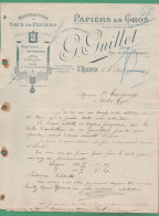 02 Saint Quentin Guillot Papiers En Gros Sacs Manufacture Papeterie Imprimerie Cartons Ficelles 3 Avril 1905 - Imprimerie & Papeterie