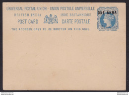 1895/96 ZANZIBAR, POSTAL CARD OF INDIA ONE ANNA Black On One And A Half Anna Blu - Otros & Sin Clasificación