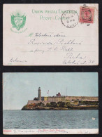 Kuba Cuba 1899 Picture Postcard HABANA X PRAHA Austria Czechia Morro Castle West View - Covers & Documents