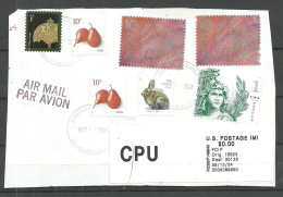 USA Cover Out Cut With Stamps = 2 X 10 USD (one Of Them Remained Uncancelled) Etc. - Oblitérés
