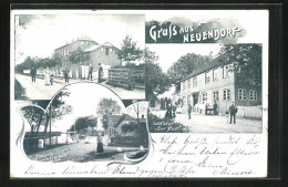 AK Neuendorf, Gasthaus Zur Post, Chausée Nach Elmshorn, Schulhaus  - Elmshorn