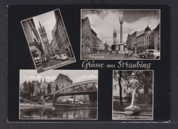 Ansichtskarte Straubing Donau Brücke Theresienplatz Stadtturm Bayern Nach - Autres & Non Classés
