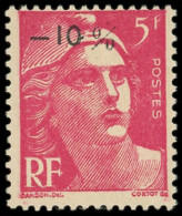 ** VARIETES - 719A  Gandon,  5f. Rose, Surchargé - 10 %, TB. C, Cote Maury - Unused Stamps