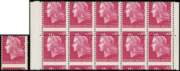 (*) VARIETES - 1536   Cheffer, 0,40 Rouge Carminé, PIQUAGE à CHEVAL, BLOC De 10 Avec Bords De Carnet Plus 1 Isolé **, TB - Unused Stamps