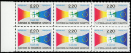 ** VARIETES - 2512   Parlement Européen 1989, DOUBLE IMPRESSION Du Noir, 4 Ex. Dans Un BLOC De 6 Bdf, TB. C - Neufs