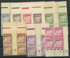 ** ANDORRE Taxe 1/8 : La Série En BLOCS De 4 Mill.0 Ou 9 Sauf N°8 CD, TB - Unused Stamps