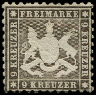 * ALLEMAGNE (ANCIENS ETATS) WURTEMBERG 28a : 9k. Sépia, Dents Réparées, B/TB - Sonstige & Ohne Zuordnung