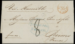 Let INDE NEERLANDAISE Cachet Bleu SAMARANQ/FRANCO S. LAC Pour Reims Via Suez, TB - Indes Néerlandaises