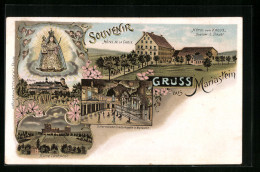 Lithographie Mariastein, Hotel Zum Kreuz, Ruine Landskorn  - Other & Unclassified